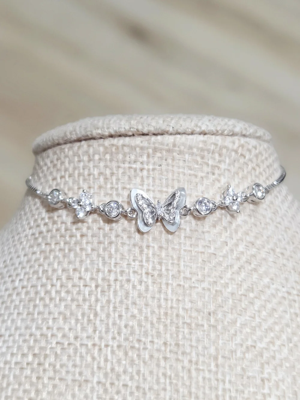 Dainty White Gold Butterfly Bracelet - Feminine Sparkle